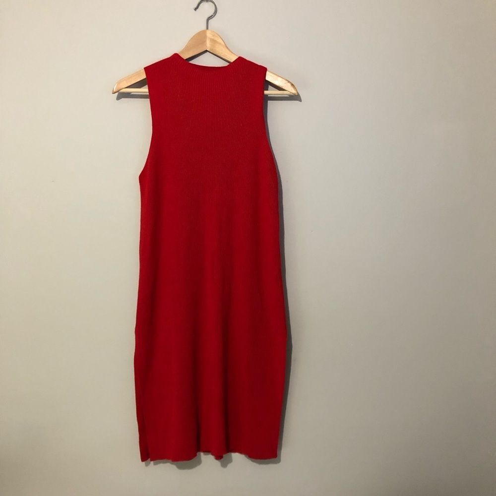 Anthropologie Women’s Size Medium Bodycon Red Sleeveless Dress With Side Slits